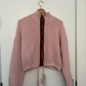 Pink Ribbed Women's Sweater